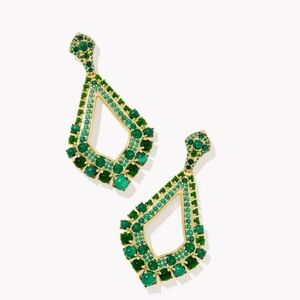 Kendra Scott Emerald and Gold Geometric Earrings